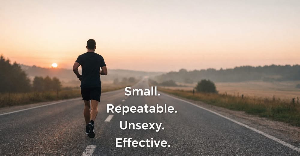 Small. Repeatable. Unsexy. Effective.