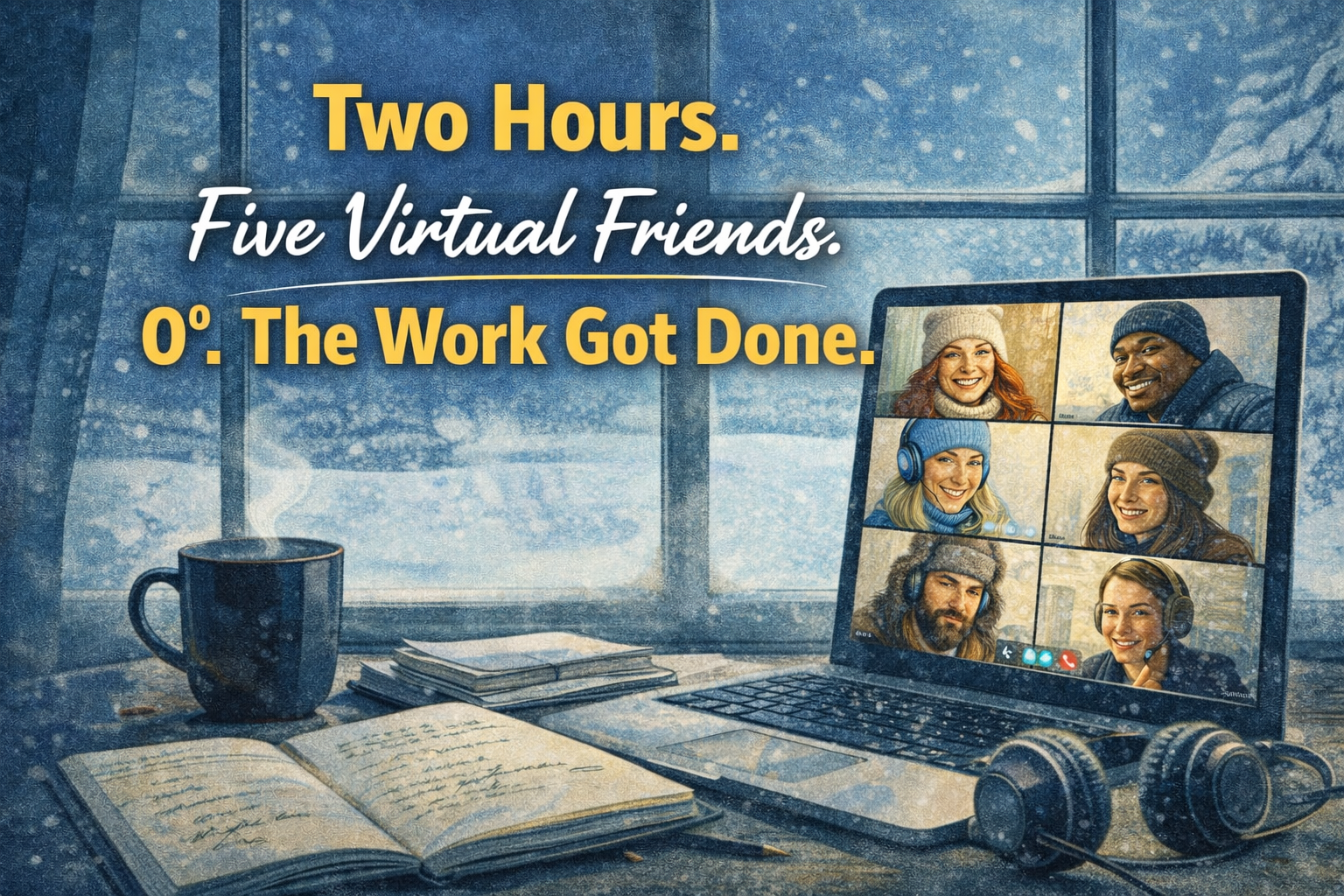 Two Hours. Five Virtual Friends. 0°. The Work Got Done.